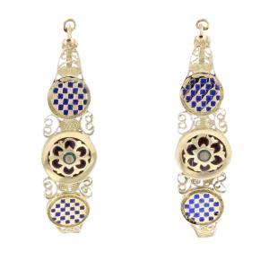 Yellow Gold Enamel Fish Earrings