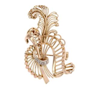 Vintage Yellow Gold And Diamond Brooch