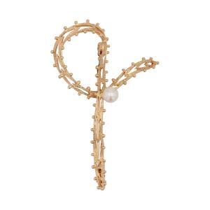 Rose Gold And Cultured Pearl Bow Brooch