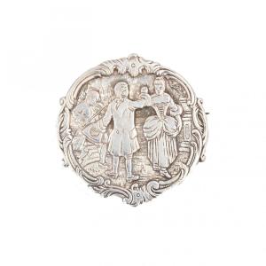 Baroque Dance Scene Silver Brooch