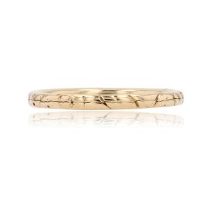 Double Chiseled Yellow Gold Wedding Band