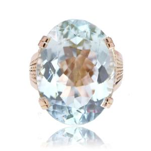 Vintage Rose Gold Aquamarine Ring