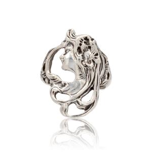 Art Nouveau Style Silver Ring