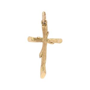 Yellow Gold Cross With Vegetable Texture
