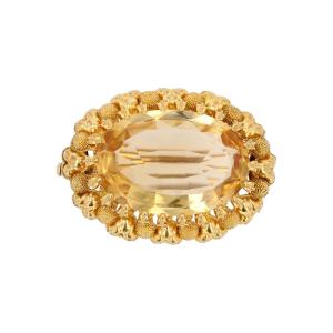 Antique Citrine And Yellow Gold Brooch