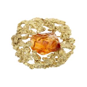 Stern Raw Citrine Brooch