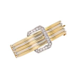 Two-tone Gold Bangle Bracelet With Diamond Buckle