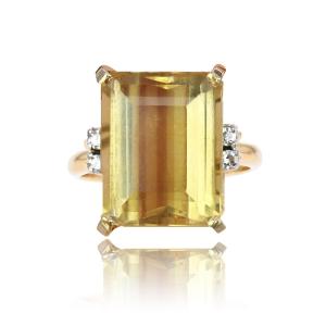 Stern Citrine And Diamond Ring