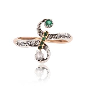 You And Me Ring With Emerald Diamonds