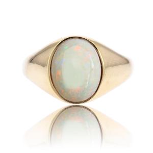 Antique Opal Bangle Ring In Yellow Gold