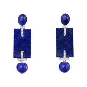 Lapis Lazuli And Diamond Earrings