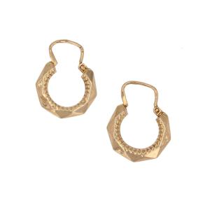 Rose Gold Creole Earrings With Faceted Chiseled Edges