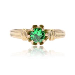 Antique Green Garnet Solitaire Ring