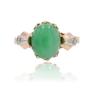 Antique Jade And Diamond Ring
