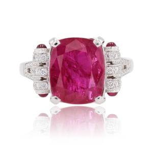 Art Deco Style Ruby And Diamond Ring