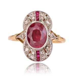 Art Deco Ruby And Diamond Ring