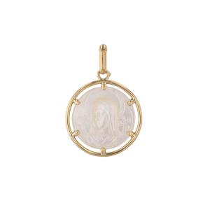 Virgin Mary Medal, Yellow Gold And Mother-of-pearl