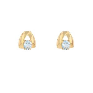 Yellow Gold Aquamarine Stud Earrings