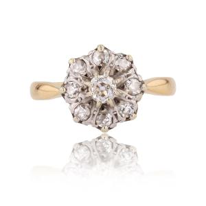 Antique Daisy Ring With Diamonds