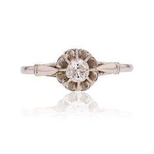 Diamond Solitaire Ring In Two Golds