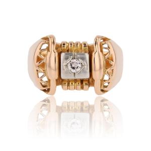 Retro Rose Gold Diamond Ring