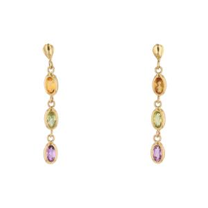 Gold And Precious Stone Drop Earrings