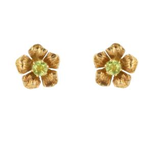 Peridot Flower Stud Earrings
