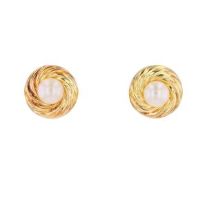 Cultured Pearl Yellow Gold Stud Earrings