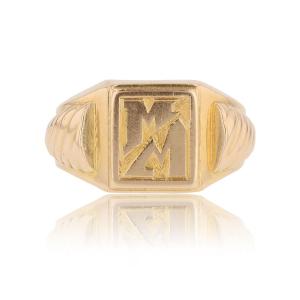 Rose Gold Signet Ring With Initials