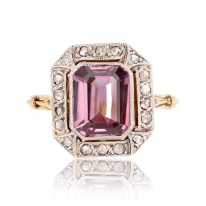 Art Deco Pink Spinel And Diamond Ring