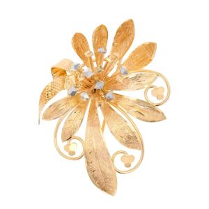 Vintage Rose Gold Engraved Flower Brooch