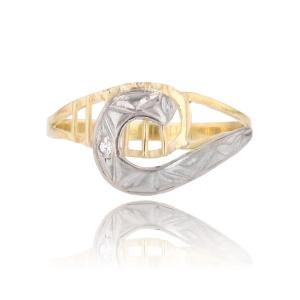 Two-tone Gold Comma Ring With Diamond