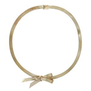 Yellow Gold Ribbon Necklace With Diamonds