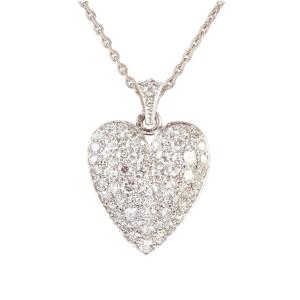 Diamond Heart Pendant And White Gold Chain