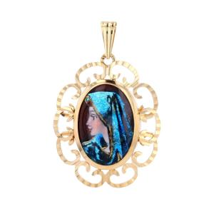 Limoges Enamel Pendant In Yellow Gold
