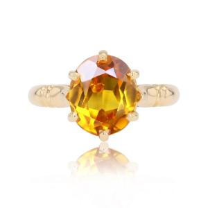 Yellow Gold Solitaire Citrine Ring
