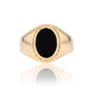 Yellow Gold Onyx Signet Ring