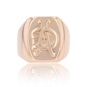 Rose Gold Signet Ring With Ad Initials