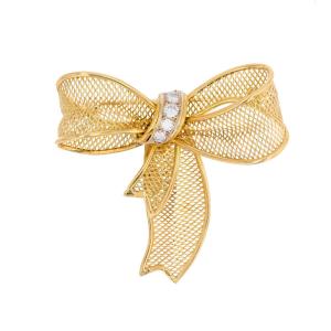 Gold And Diamond Knot Brooch