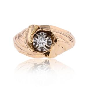 Rose Gold Diamond Gadrooned Ring