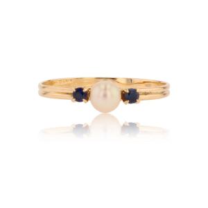 Gold Ring Cultured Pearl Sapphires