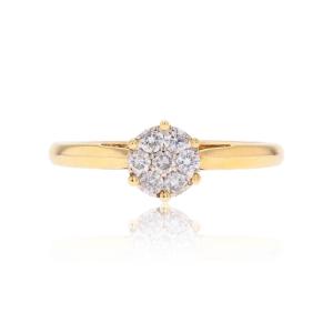 Yellow Gold Flower Diamond Ring