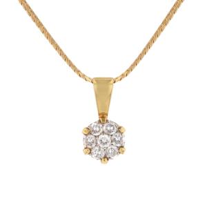 Diamond Flower Pendant With Yellow Gold Flat Chain