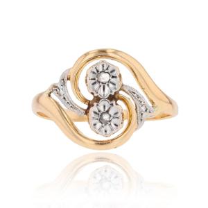 Toi Et Moi Antique Gold Diamond Ring