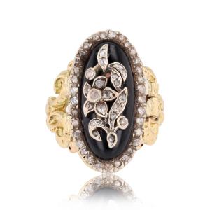 Antique Onyx Diamond Secret Ring