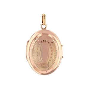 Antique Oval Chased Rose Gold Medallion