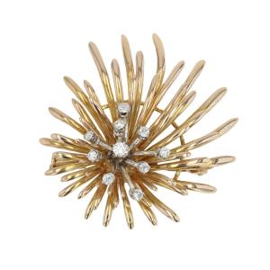 Vintage Brooch Gold Diamonds