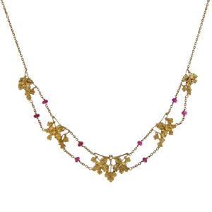 Old Gold Drapery Necklace And Spinels