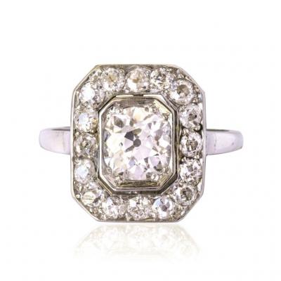 Diamond Platinum Art Deco Ring