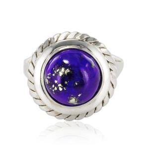 Vintage White Gold Lapis Lazuli Ring